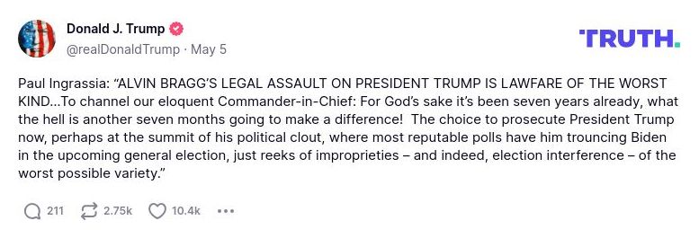 Post image from Donald Trump