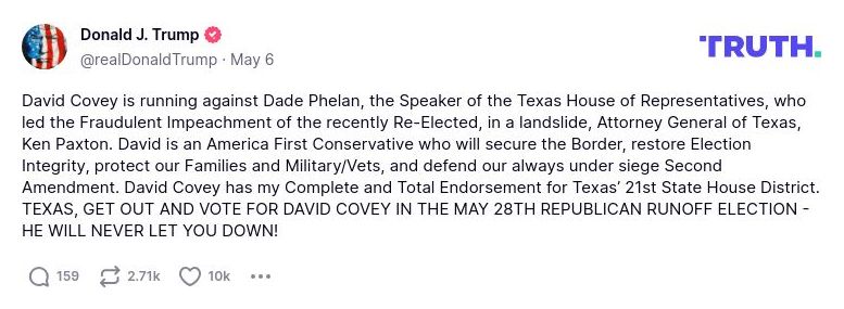 Post image from Donald Trump