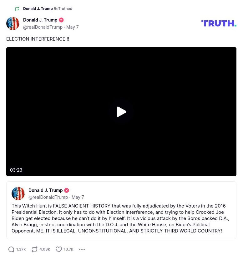 Post image from Donald Trump