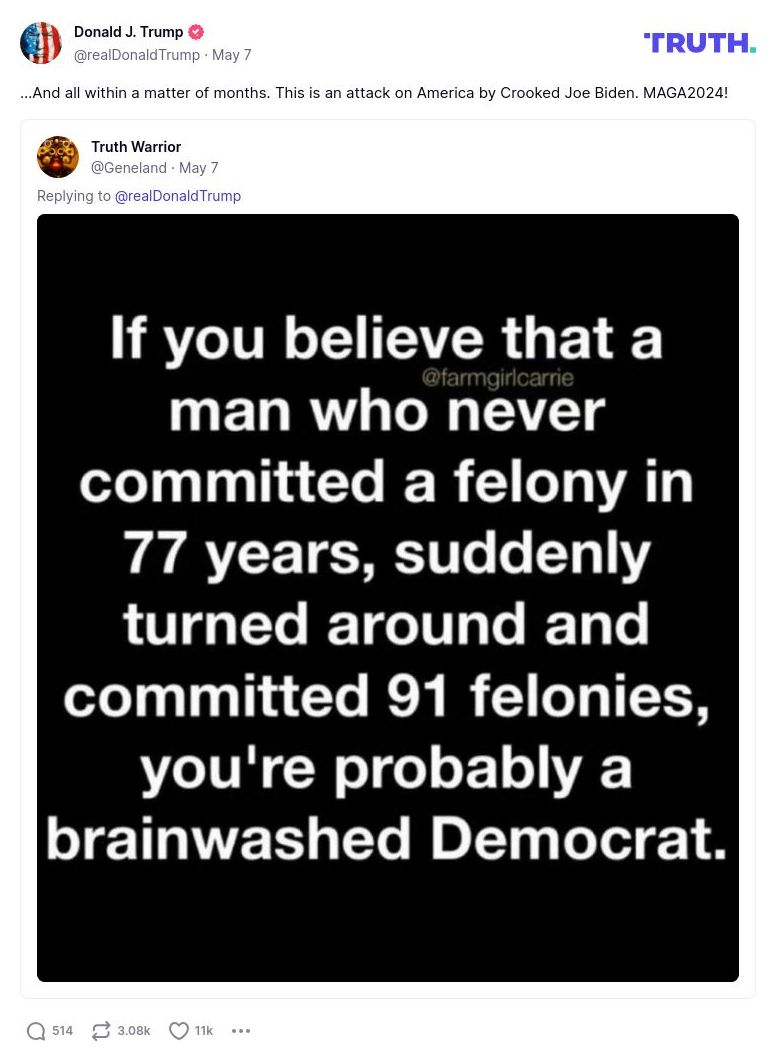 Post image from Donald Trump