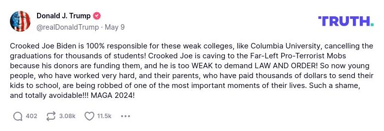 Post image from Donald Trump