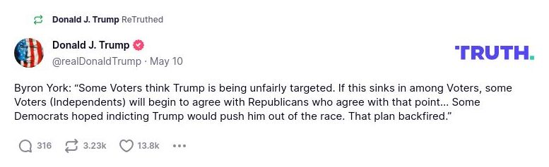 Post image from Donald Trump