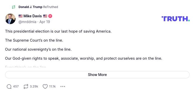 Post image from Donald Trump