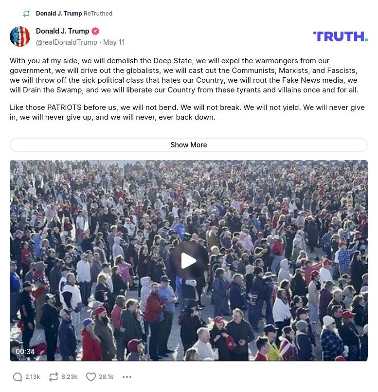 Post image from Donald Trump