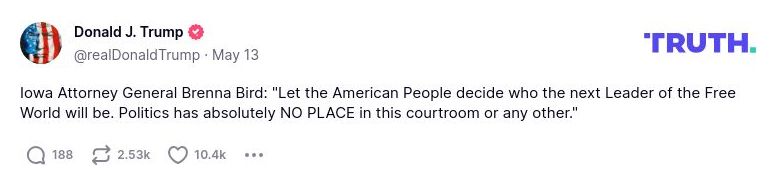 Post image from Donald Trump