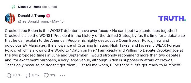 Post preview from Donald Trump