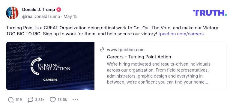 Post image from Donald Trump