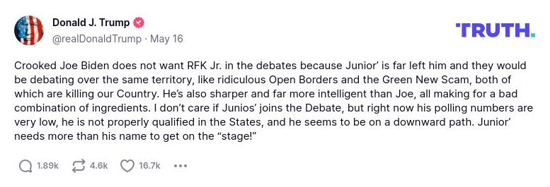 Post image from Donald Trump