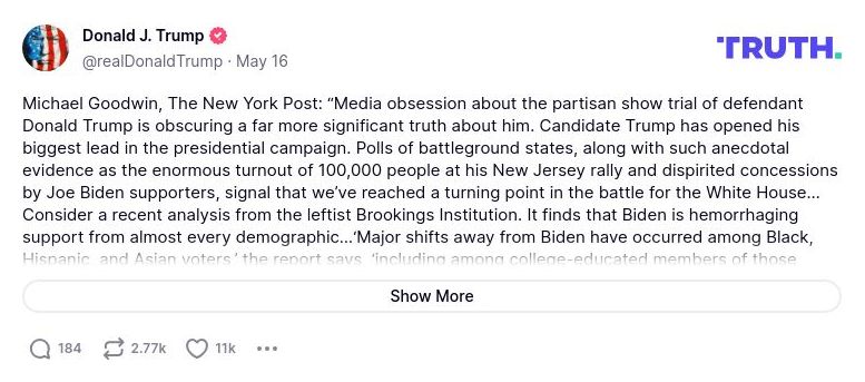 Post image from Donald Trump