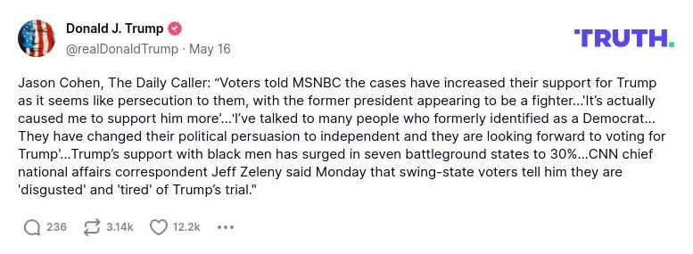 Post preview from Donald Trump