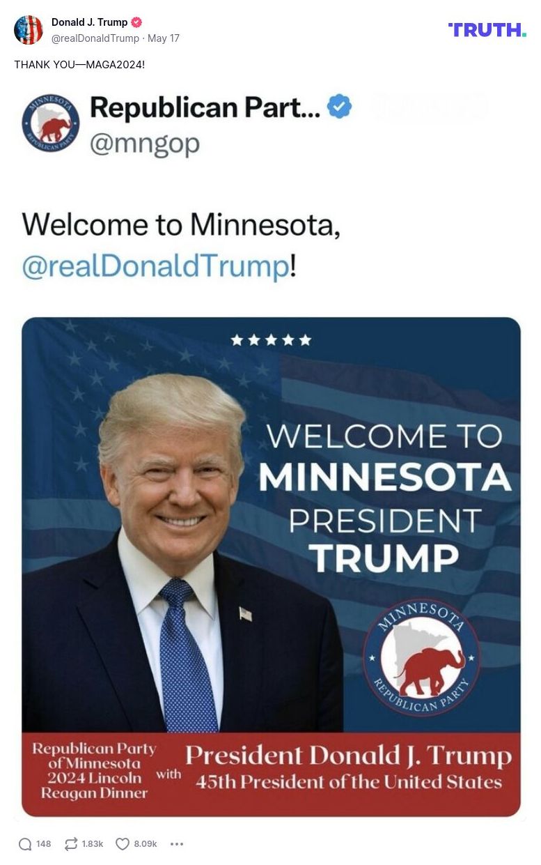 Post image from Donald Trump