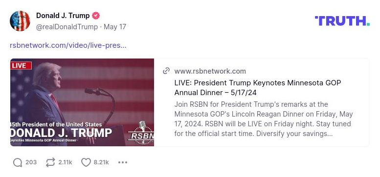 Post image from Donald Trump