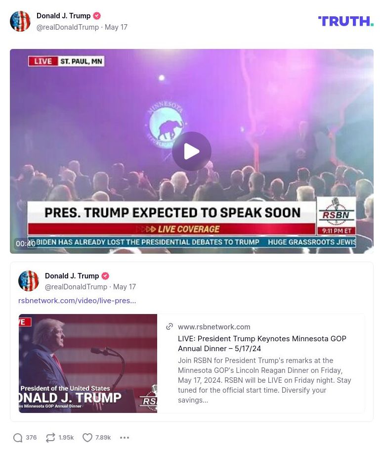 Post image from Donald Trump