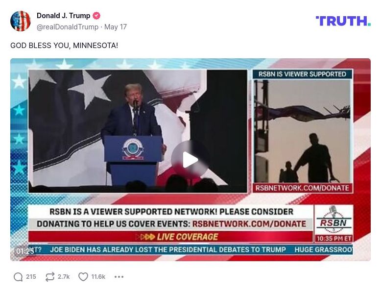 Post image from Donald Trump