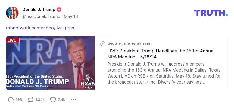 Post image from Donald Trump