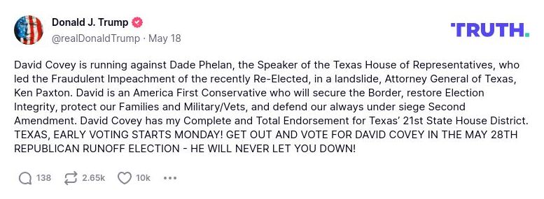 Post image from Donald Trump