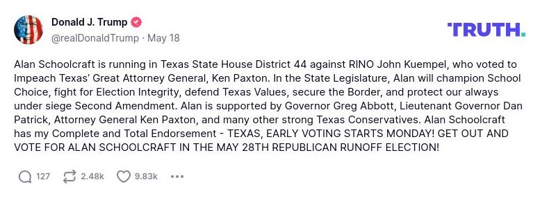 Post image from Donald Trump