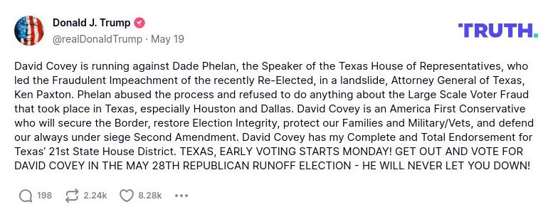 Post image from Donald Trump