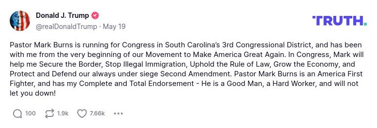 Post preview from Donald Trump