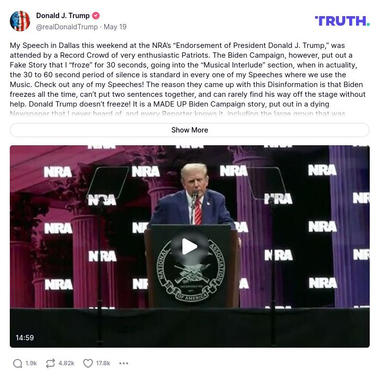 Post image from Donald Trump