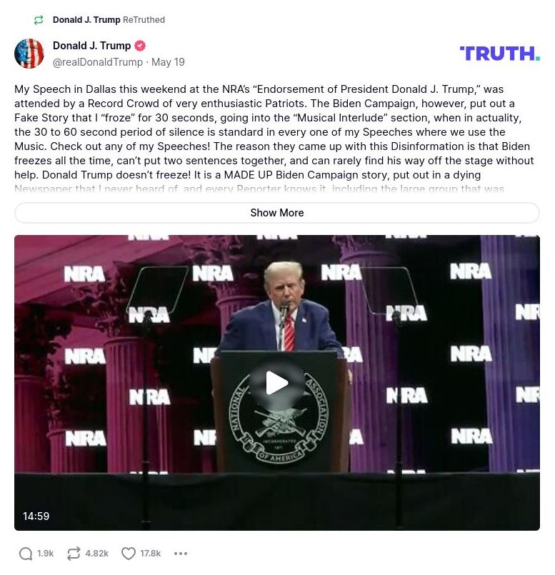 Post image from Donald Trump