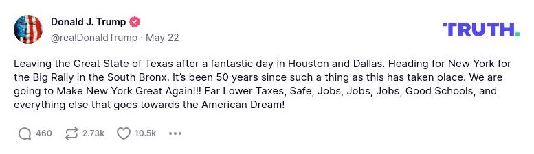 Post image from Donald Trump