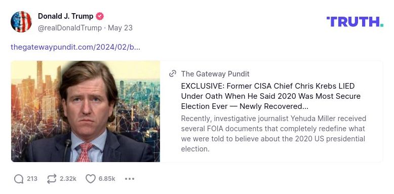 Post image from Donald Trump