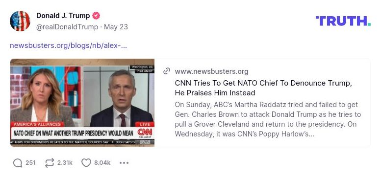 Post preview from Donald Trump