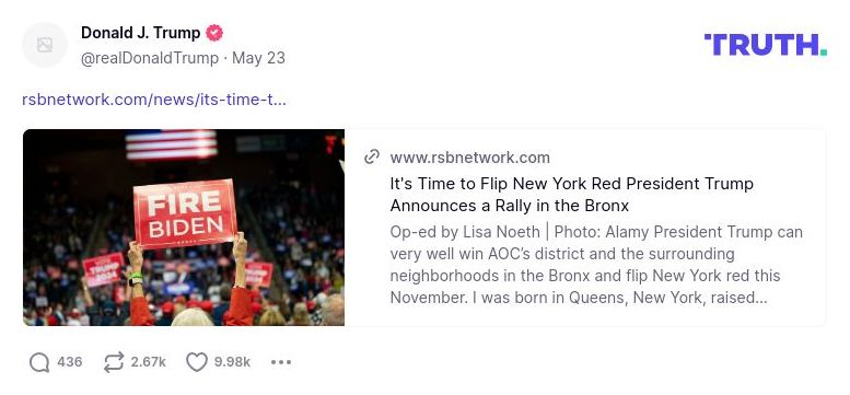 Post image from Donald Trump