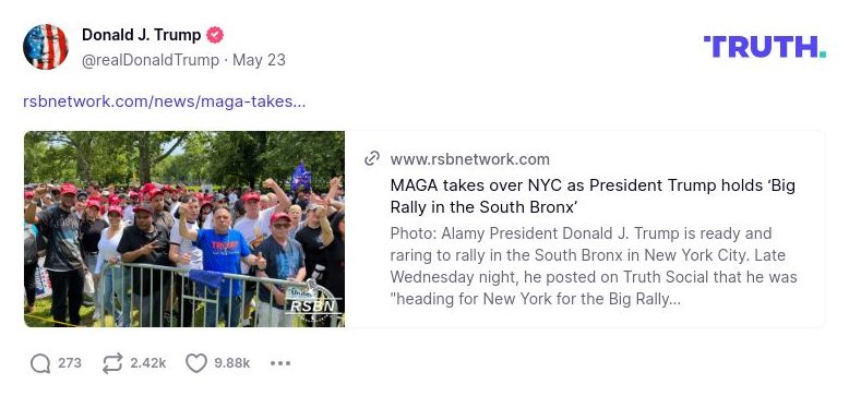 Post image from Donald Trump