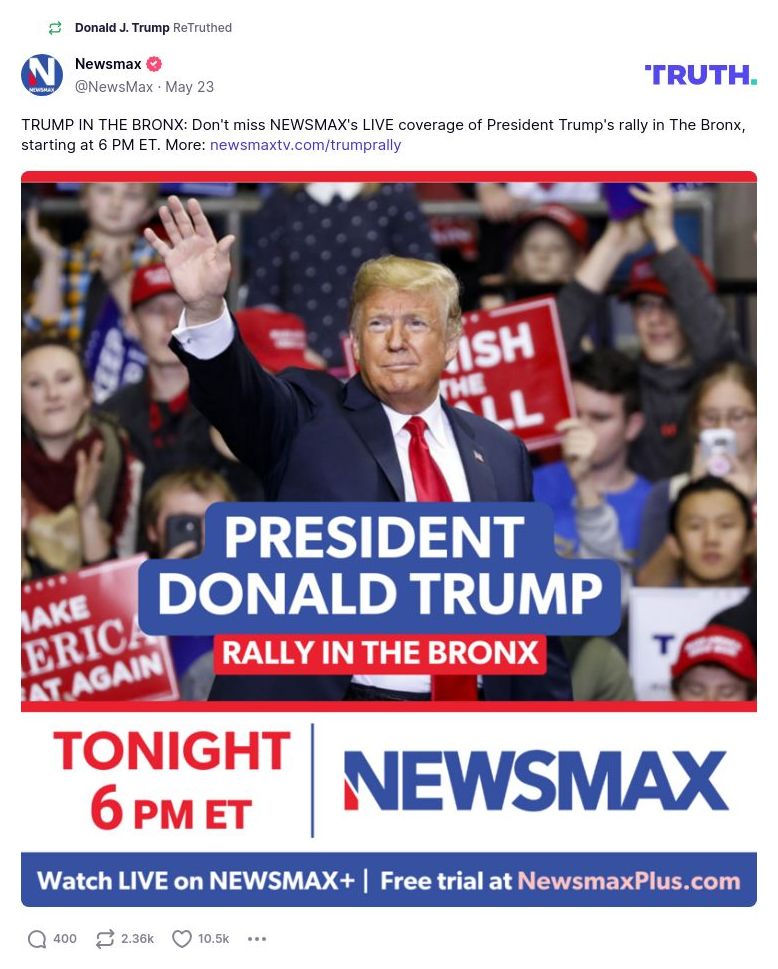 Post image from Donald Trump