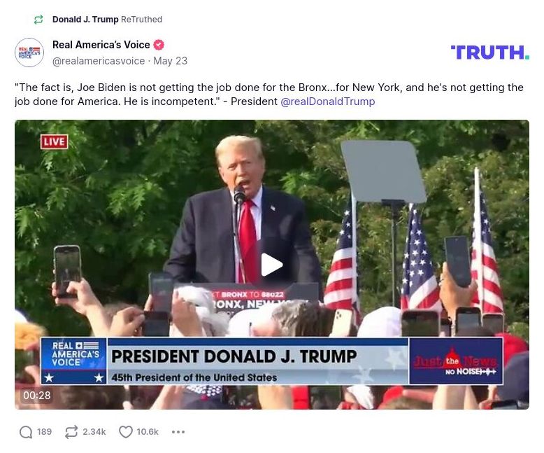 Post image from Donald Trump