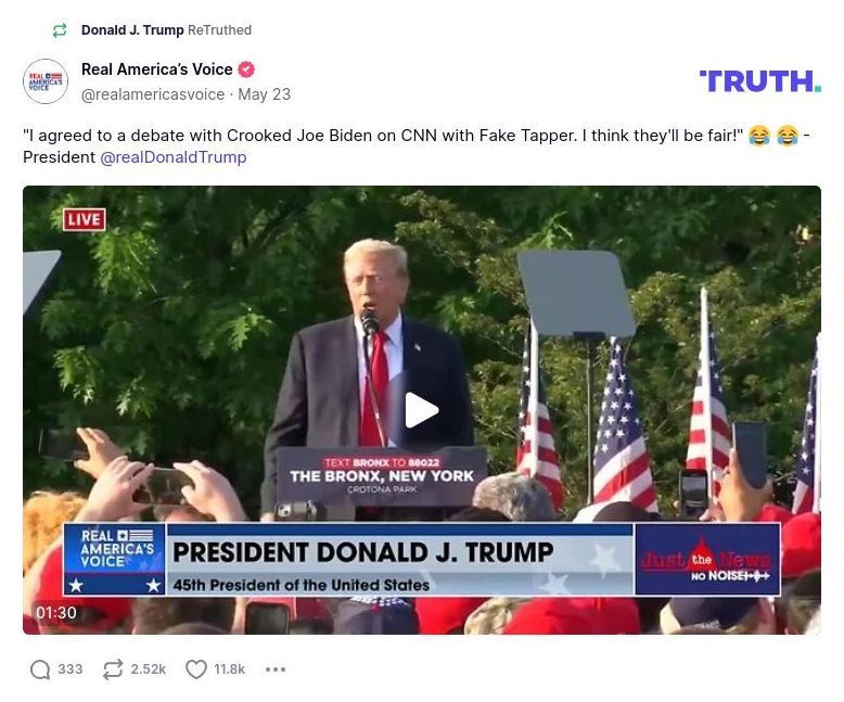 Post preview from Donald Trump