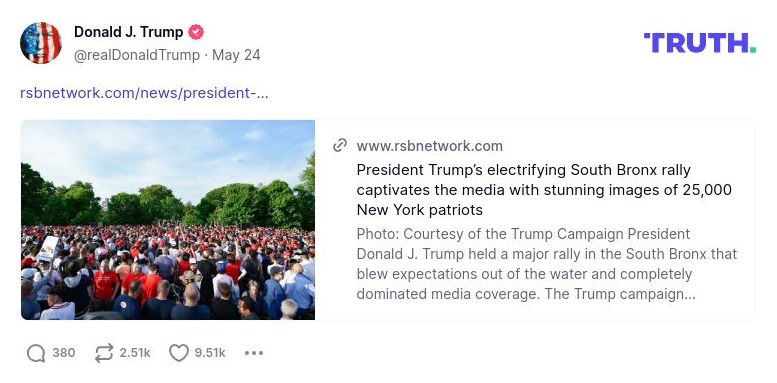 Post image from Donald Trump