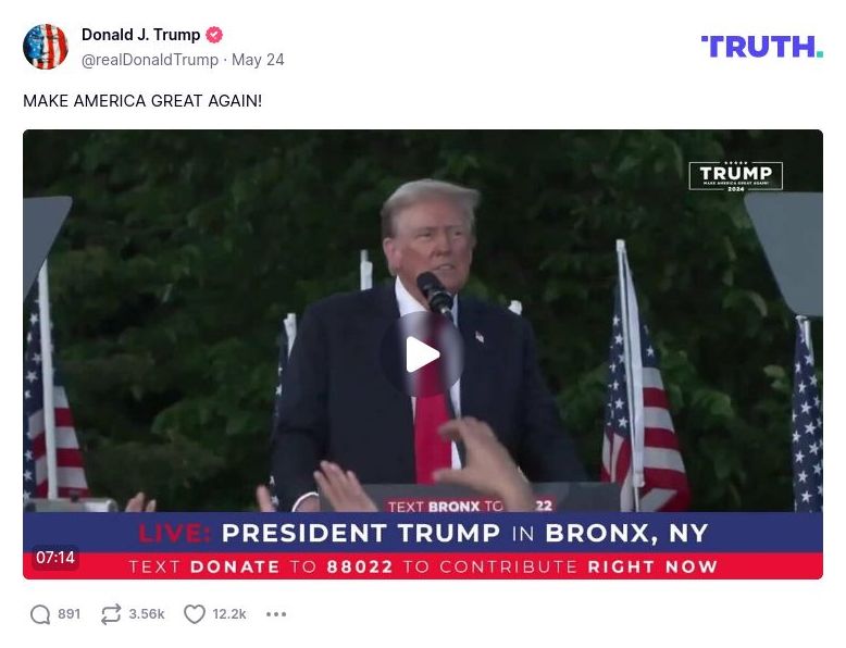 Post image from Donald Trump