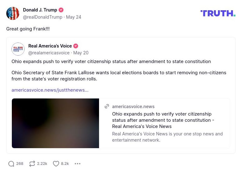 Post image from Donald Trump