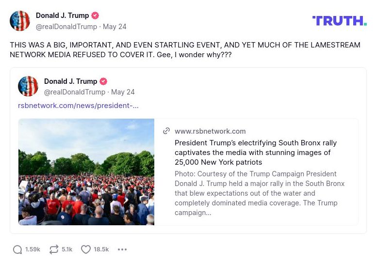 Post image from Donald Trump