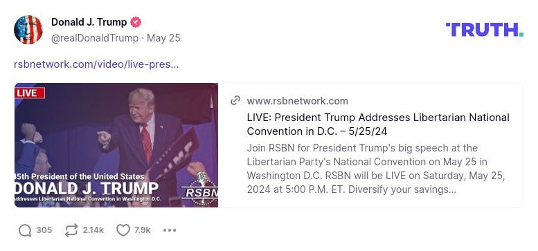 Post image from Donald Trump