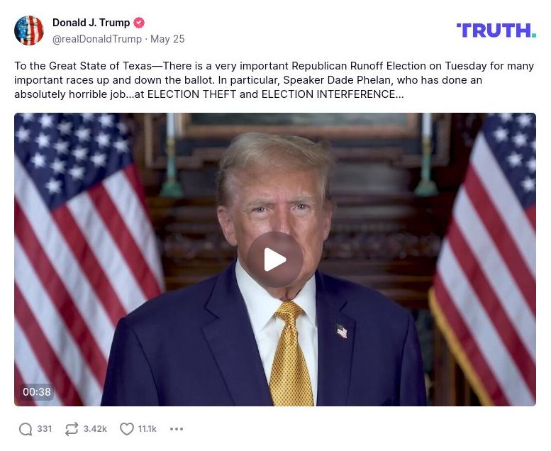 Post image from Donald Trump