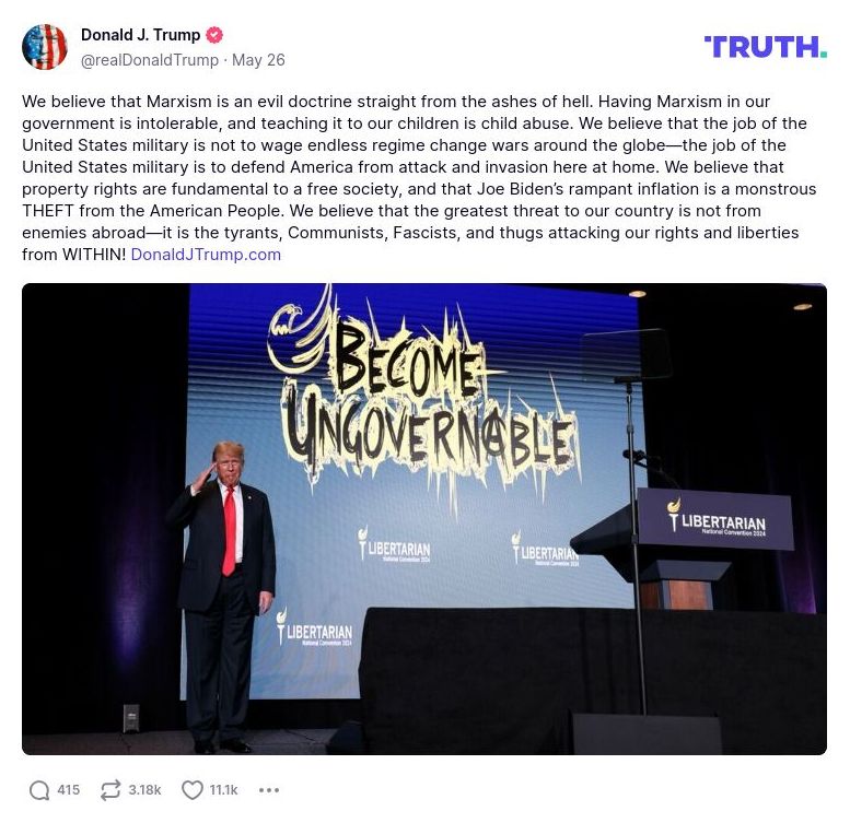 Post preview from Donald Trump