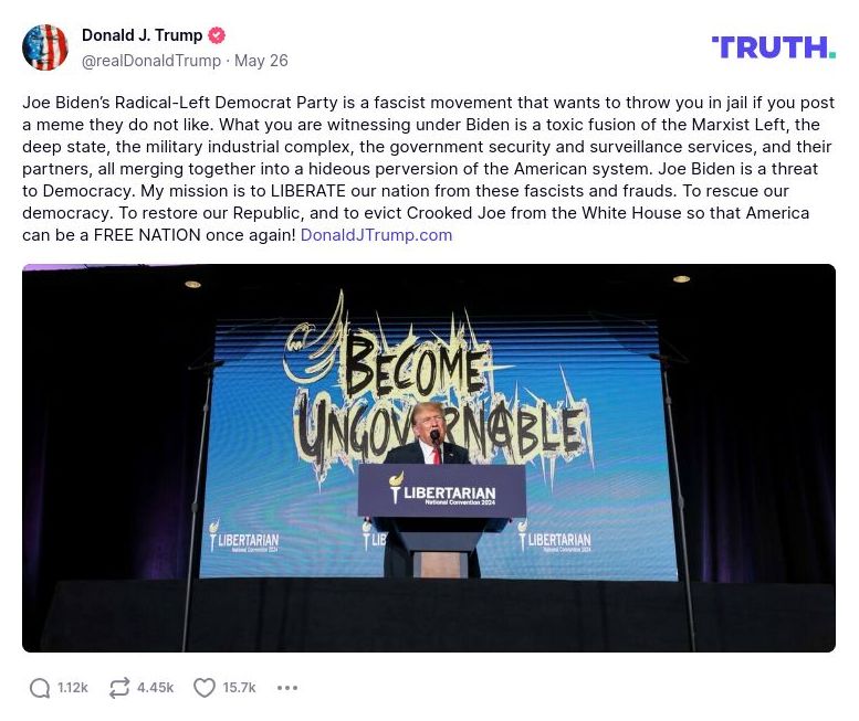 Post image from Donald Trump