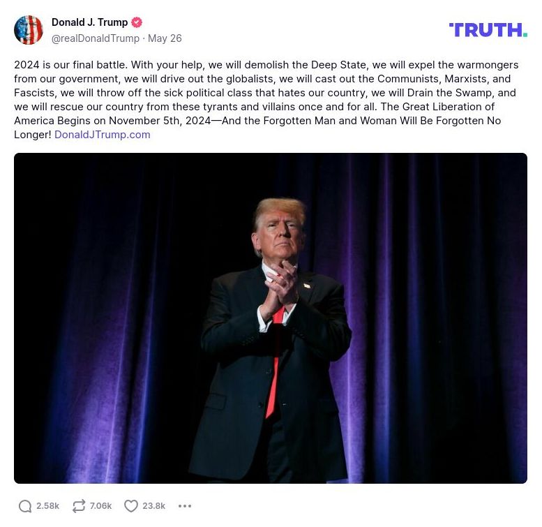 Post image from Donald Trump