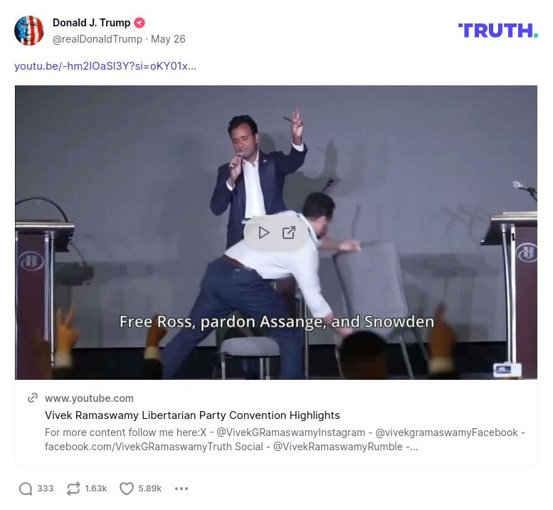 Post image from Donald Trump