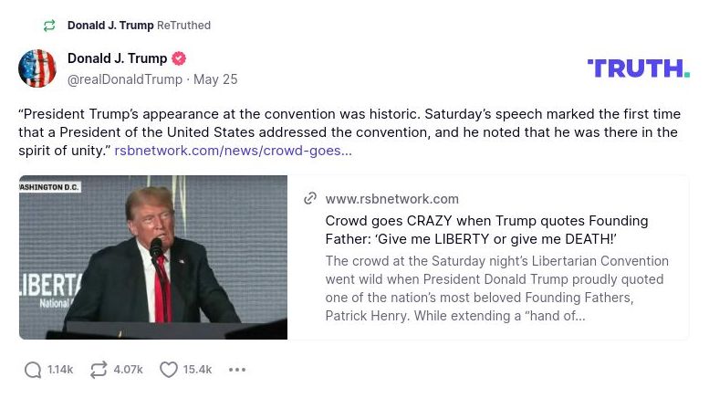 Post image from Donald Trump