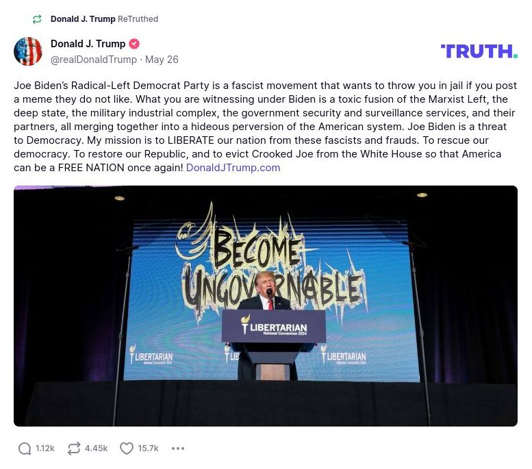 Post image from Donald Trump