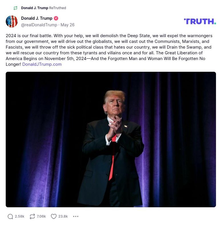 Post image from Donald Trump