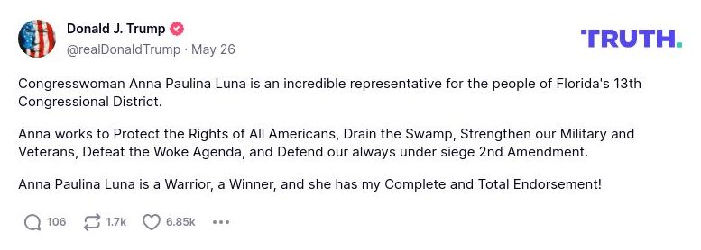 Post image from Donald Trump