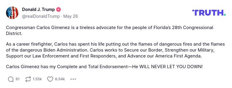 Post image from Donald Trump