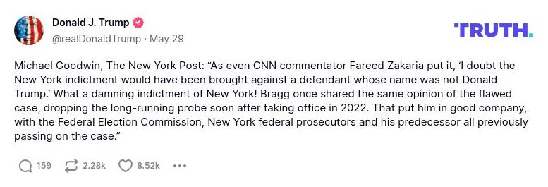 Post preview from Donald Trump