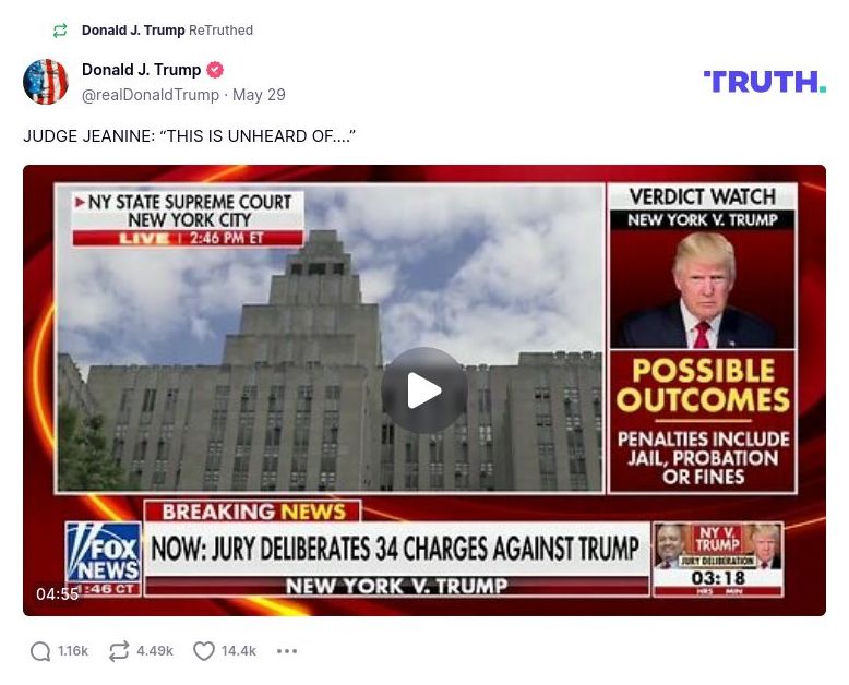 Post image from Donald Trump